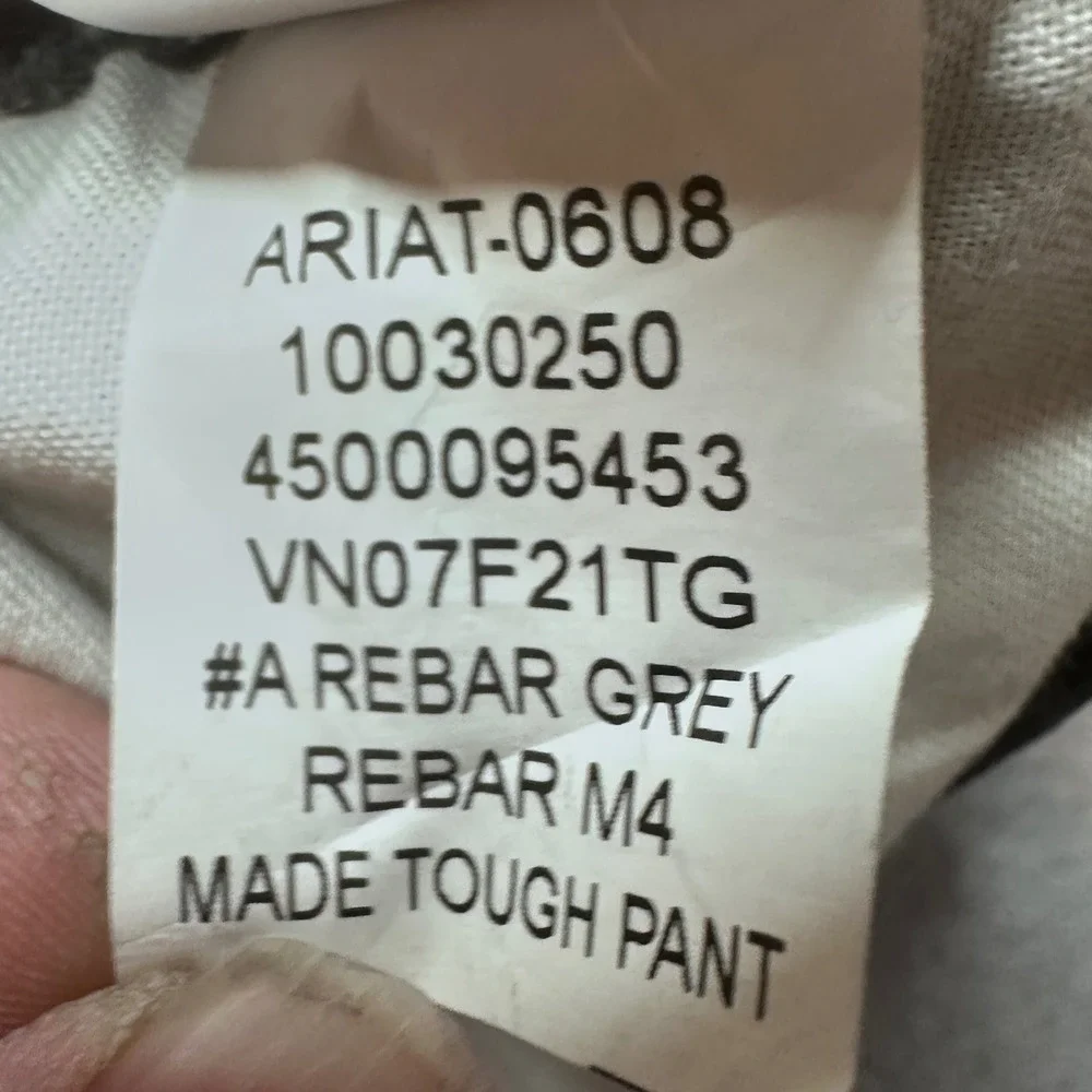 Ariat M4 Pants Mens 34x36 Grey Rebar Relaxed Straight Made Tough Canvas 10030250